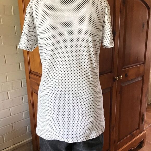 GRACE white black polka dot t-shirt size S sweetheart neckline - Picture 4 of 5